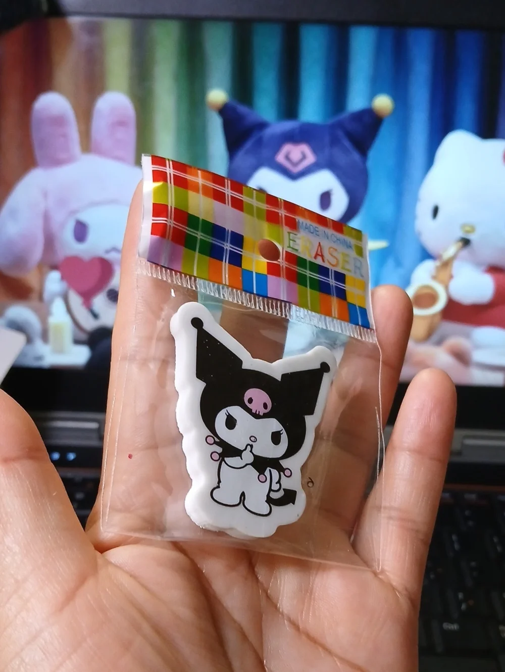 Kuromi Character Eraser - Black & White with Pink Accent